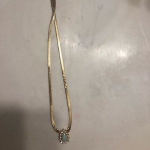 14k gold harringbone chain chocker necklace